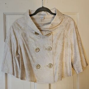 Cream Double-Breasted Cropped Jacket